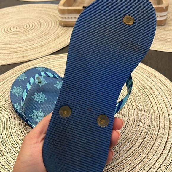 Vera Bradley Blue Flip Flop Sandals sz 7-8 - Picture 6 of 8